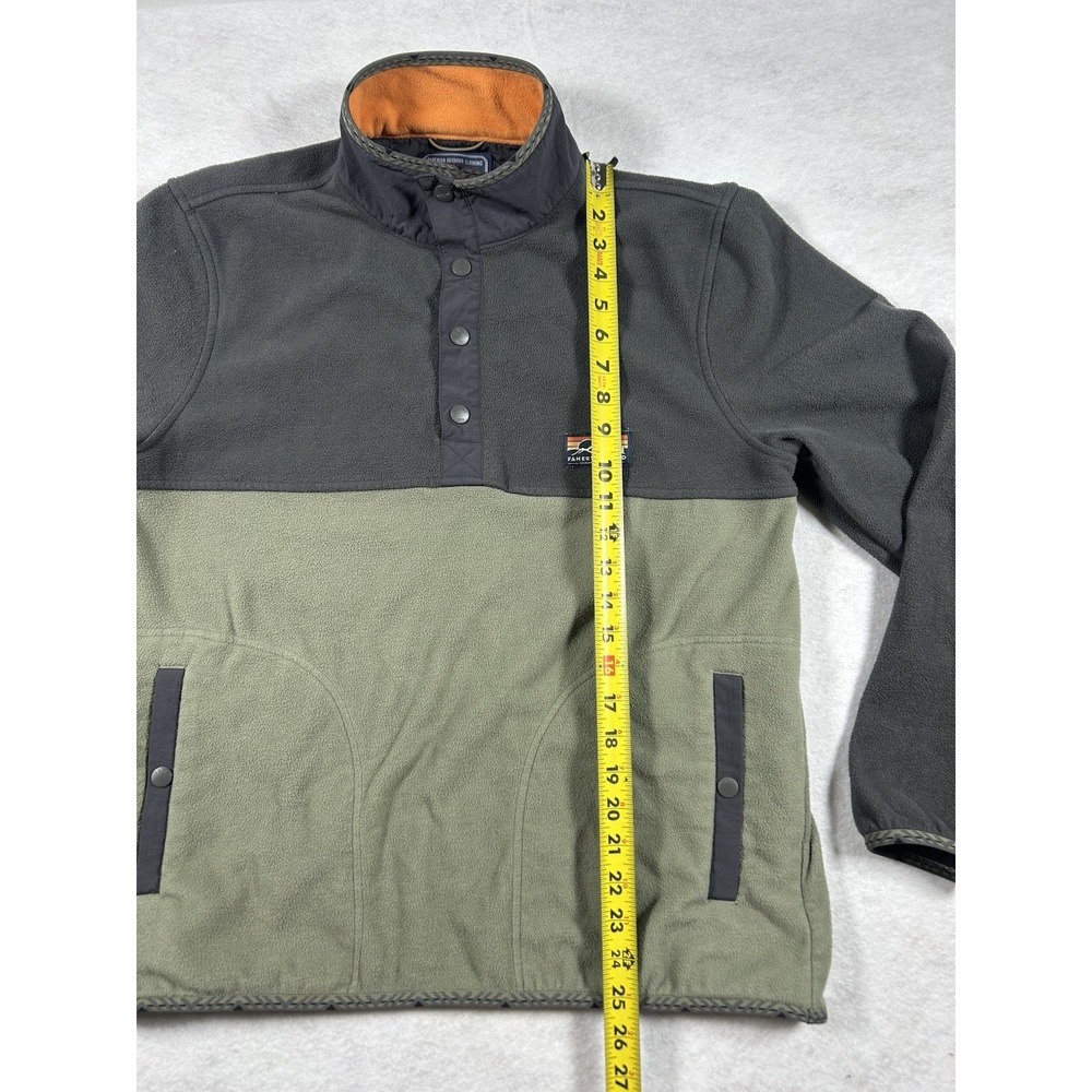 Faherty Fleece Pullover Mens Medium Grey Green Colorblock Quarter Snap Outdoor - Picture 9 of 10